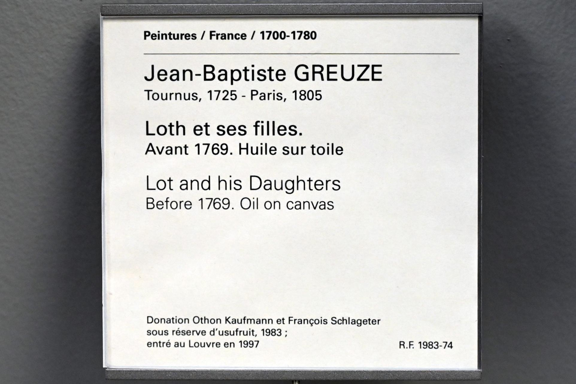 Jean-Baptiste Greuze (1754–1799), Lot und seine Töchter, Paris, Musée du Louvre, Saal 928, vor 1769, Bild 2/2