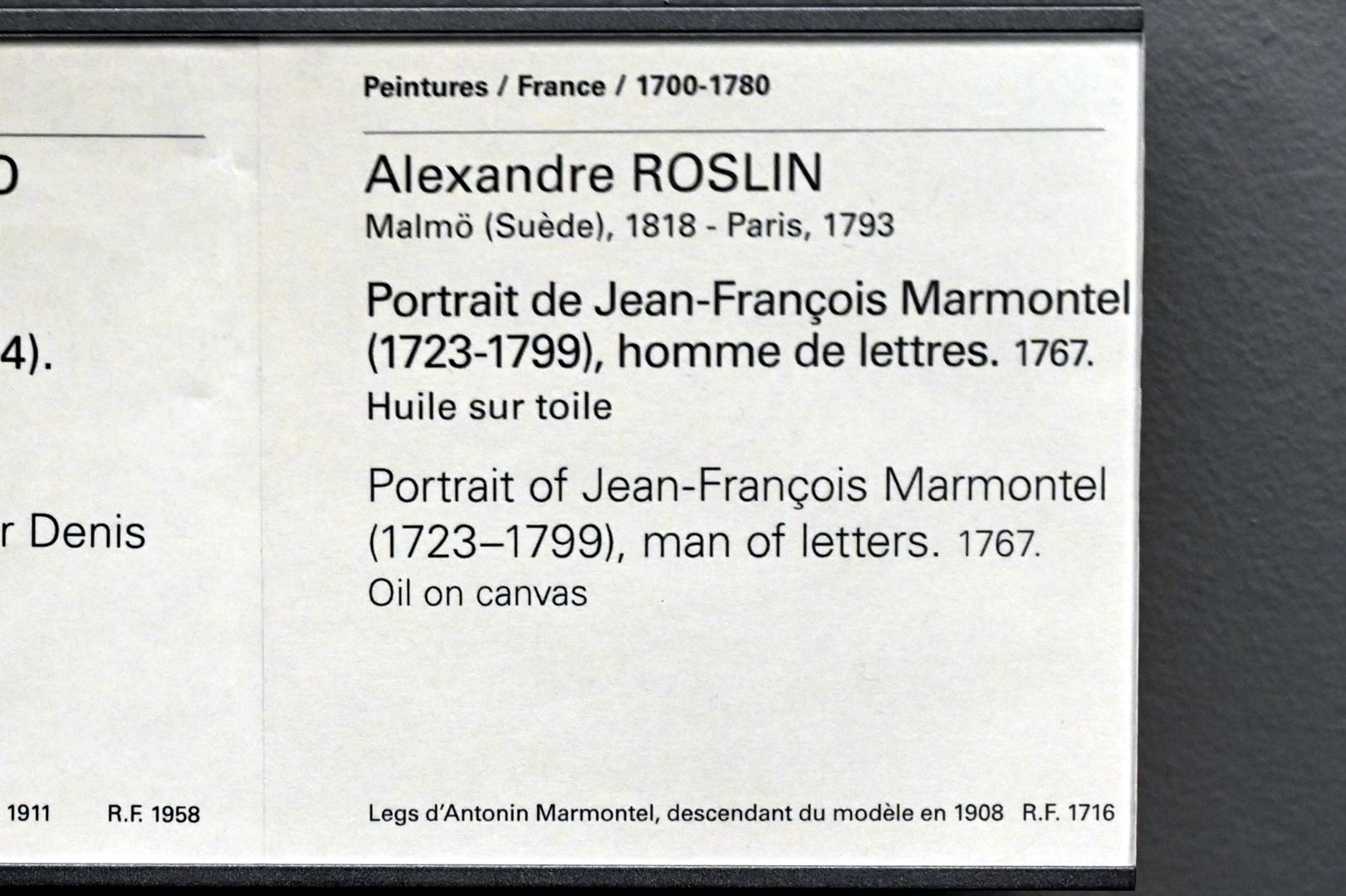 Alexander Roslin (1767), Porträt des Literaten Jean-François Marmontel (1723-1799), Paris, Musée du Louvre, Saal 928, 1767, Bild 2/2