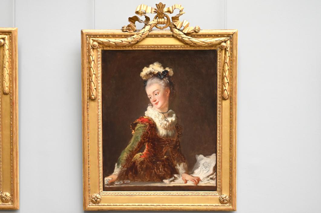 Jean-Honoré Fragonard (1751–1784), Fantasiefigur (Vermutliches Porträt der Comtesse de Graves (1730–1807), früher bekannt als Porträt von La Guimard), Paris, Musée du Louvre, Saal 929, um 1769, Bild 1/2