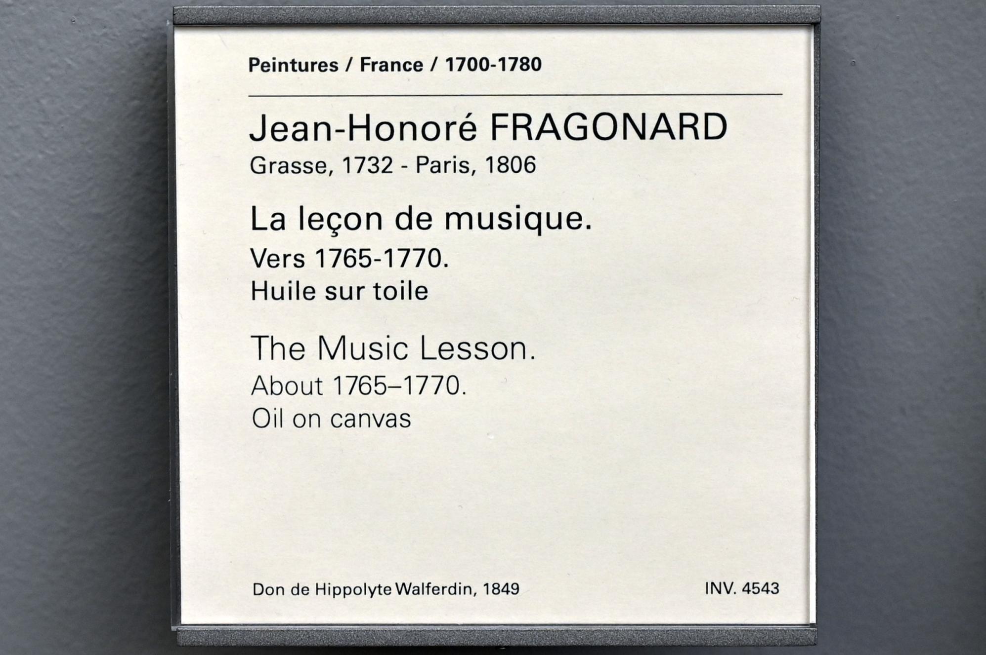 Jean-Honoré Fragonard (1751–1784), Die Musikstunde, Paris, Musée du Louvre, Saal 929, um 1765–1770, Bild 2/2