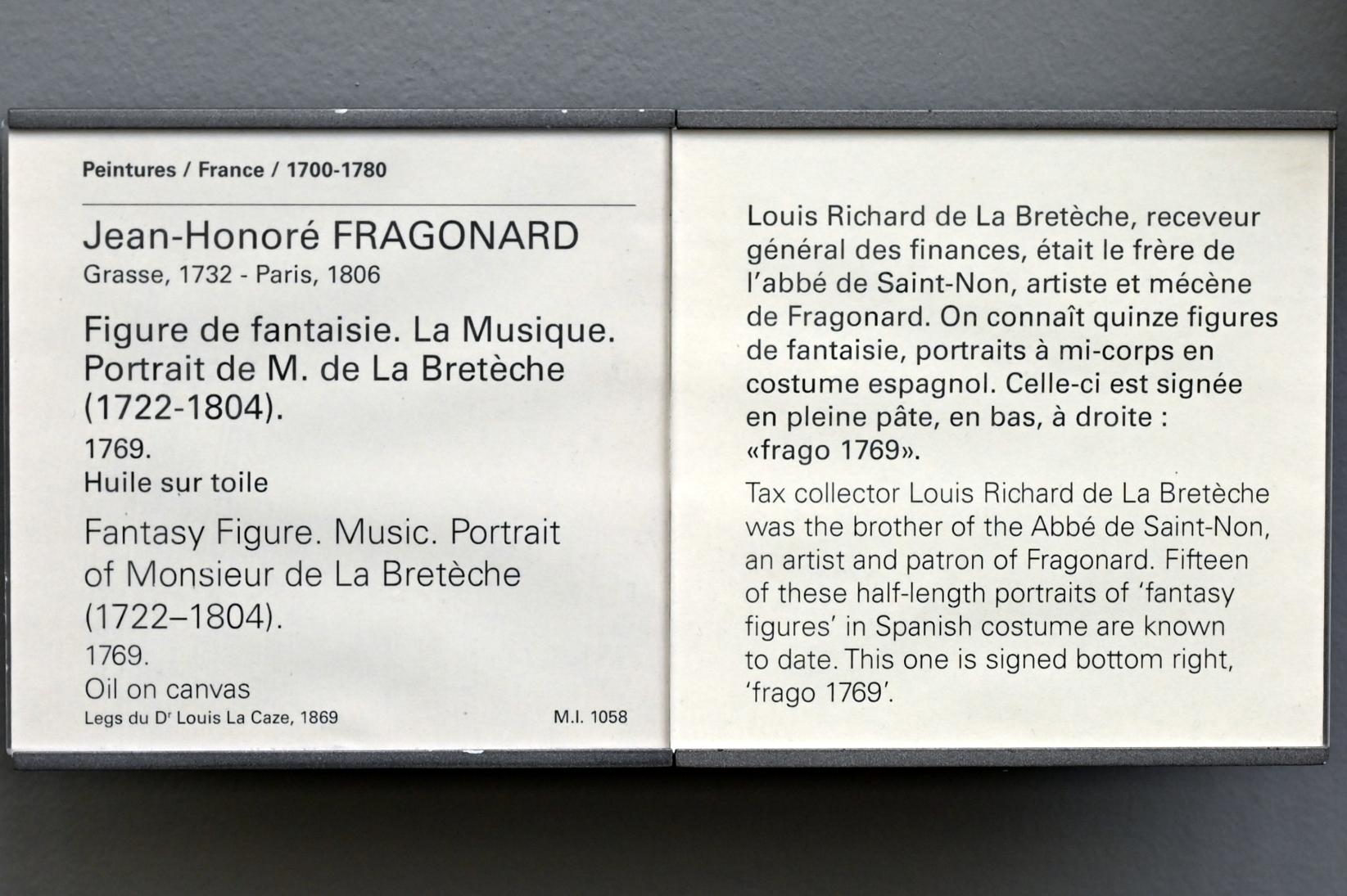 Jean-Honoré Fragonard (1751–1784), Fantasiefigur (Die Musik. Porträt von M. de La Bretèche (1722-1804)), Paris, Musée du Louvre, Saal 929, 1769, Bild 2/2
