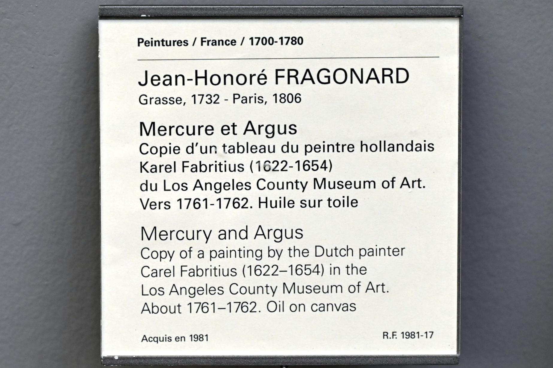Jean-Honoré Fragonard (1751–1784), Merkur und Argus, Paris, Musée du Louvre, Saal 929, um 1761–1762, Bild 2/2