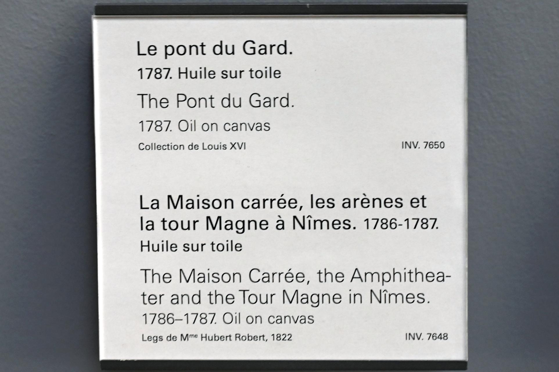 Hubert Robert (1759–1803), Die Maison Carrée, das Amphitheater und der Tour Magne in Nîmes, Paris, Musée du Louvre, Saal 929, 1787, Bild 2/3