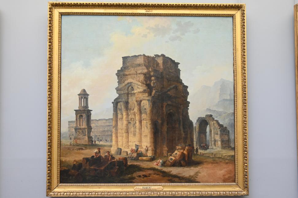 Hubert Robert (1759–1803), Der Triumph- oder Augustusbogen und das Theater von Orange, Paris, Musée du Louvre, Saal 929, 1787