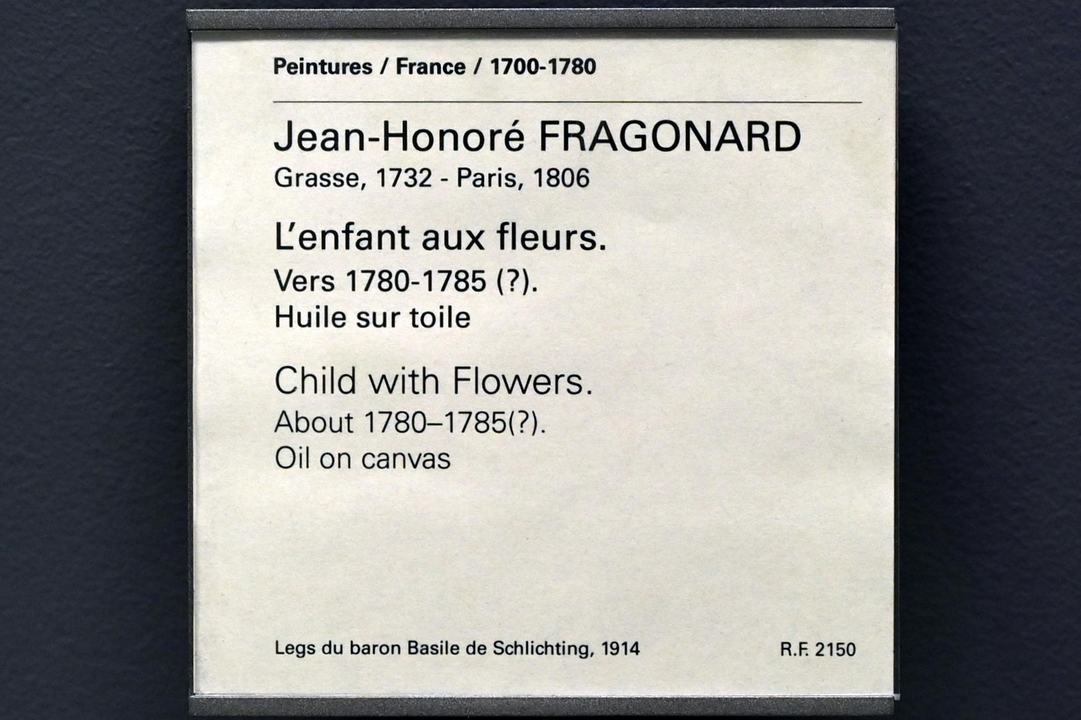 Jean-Honoré Fragonard (1751–1784), Kind mit Blumen, Paris, Musée du Louvre, Saal 930, um 1780–1785, Bild 2/2