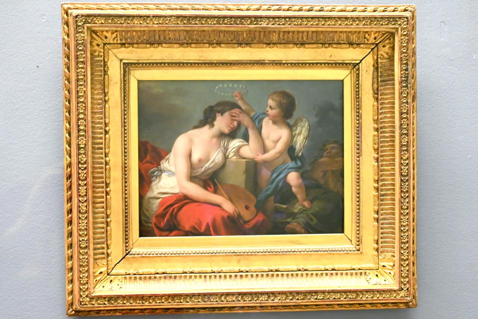 Louis Jean François Lagrenée (1764–1784), Die Liebe zur Kunst tröstet die Malerei über die lächerlichen und verärgerten Schriften ihrer Feinde, Paris, Musée du Louvre, Saal 930, 1781