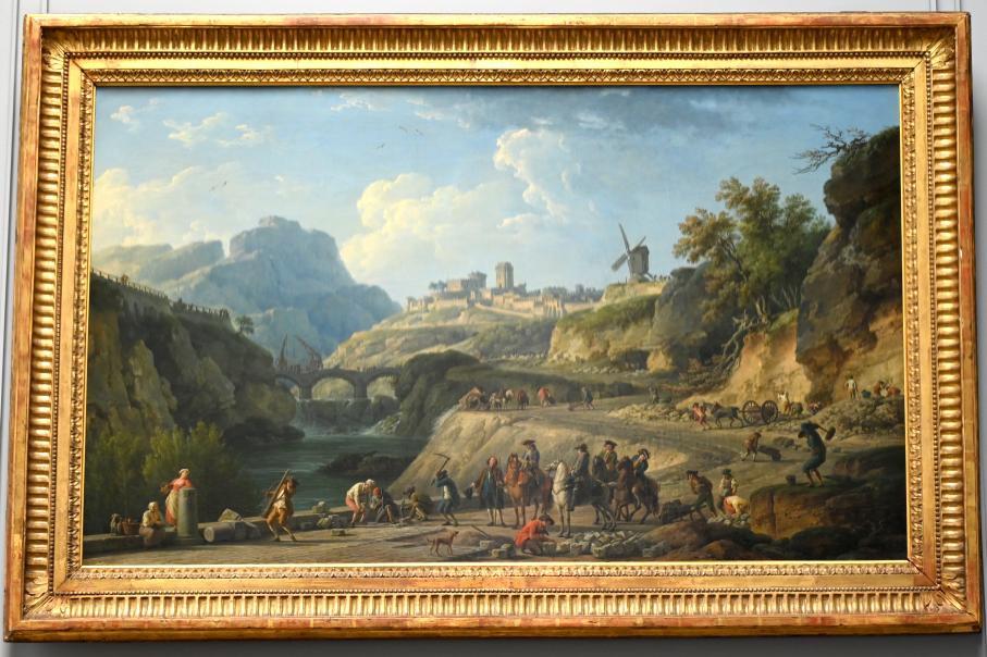 Claude Joseph Vernet (1742–1774), Die Errichtung einer großen Straße (Ingenieur Perronet zu Pferd), Paris, Musée du Louvre, Saal 930, 1774, Bild 1/2