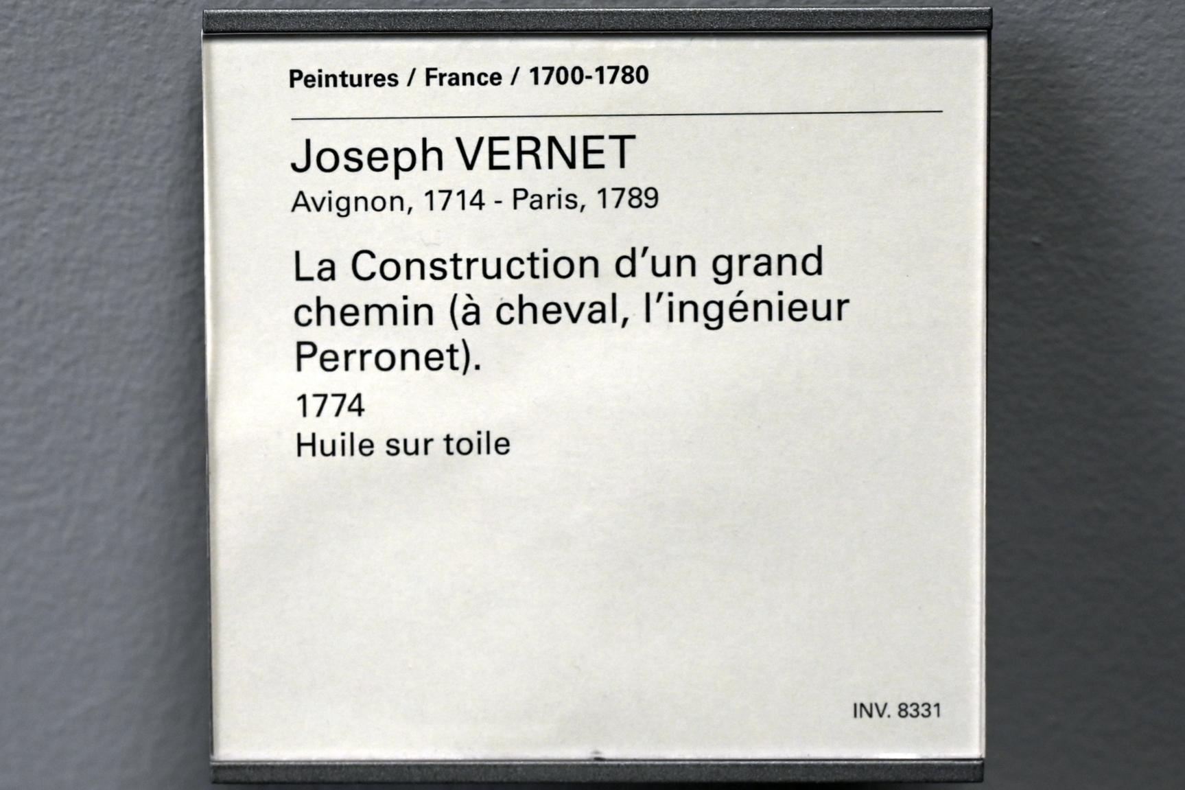 Claude Joseph Vernet (1742–1774), Die Errichtung einer großen Straße (Ingenieur Perronet zu Pferd), Paris, Musée du Louvre, Saal 930, 1774, Bild 2/2
