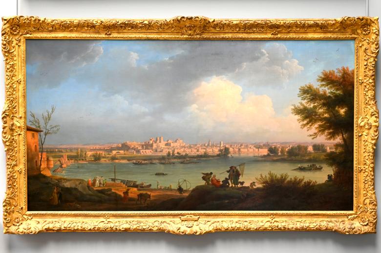 Claude Joseph Vernet (1742–1774), Blick auf Avignon vom rechten Rhône-Ufer bei Villeneuve, Paris, Musée du Louvre, Saal 930, 1757, Bild 1/2