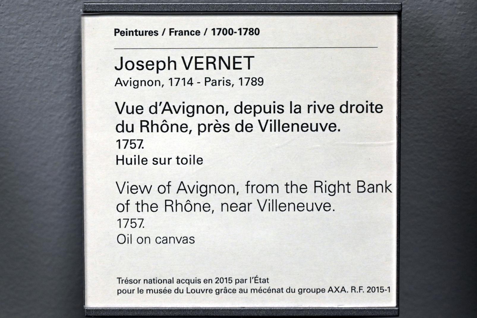 Claude Joseph Vernet (1742–1774), Blick auf Avignon vom rechten Rhône-Ufer bei Villeneuve, Paris, Musée du Louvre, Saal 930, 1757, Bild 2/2