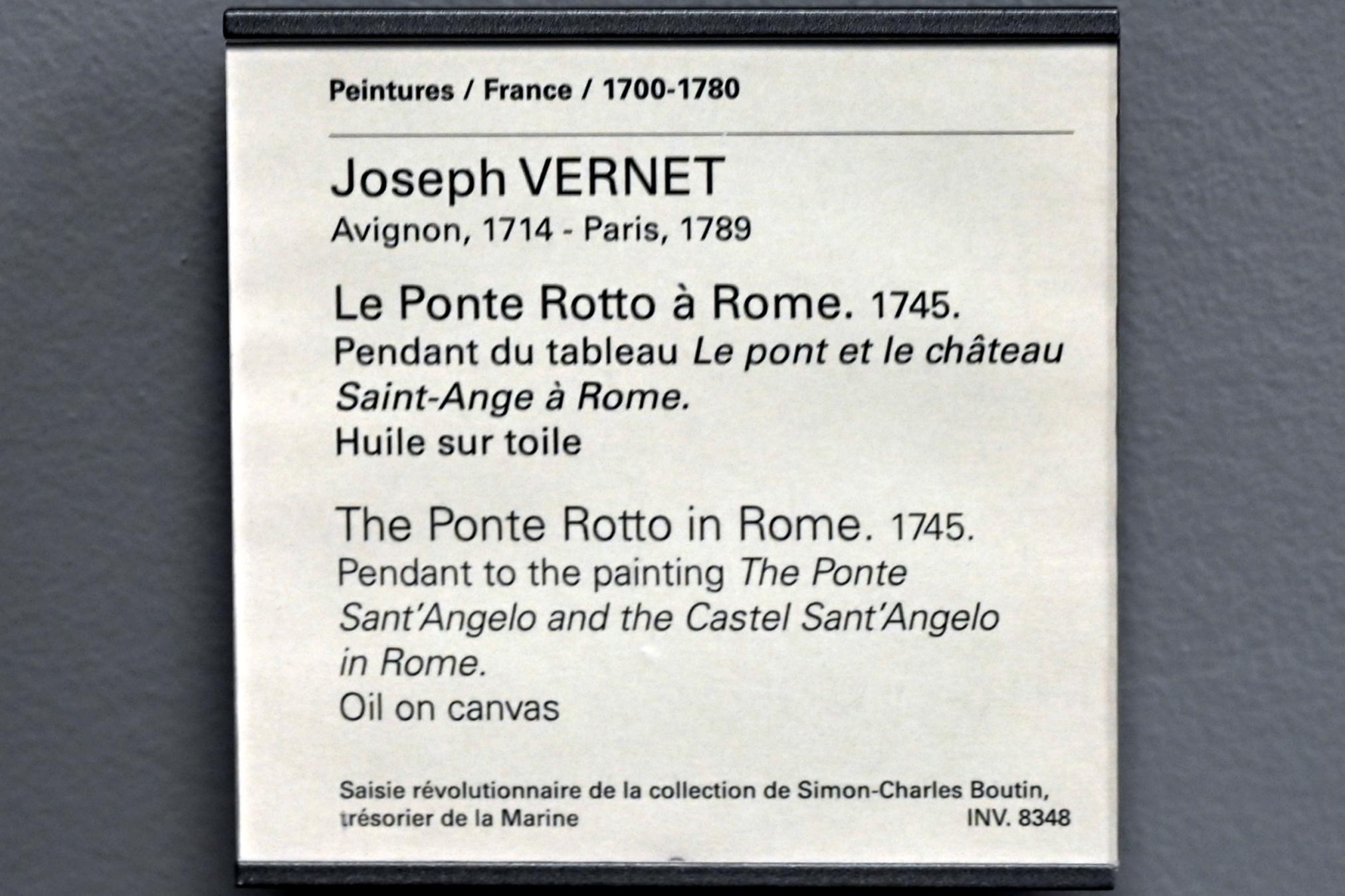 Claude Joseph Vernet (1742–1774), Ponte Rotto (Pons Aemilius) in Rom, Paris, Musée du Louvre, Saal 930, 1745, Bild 2/2