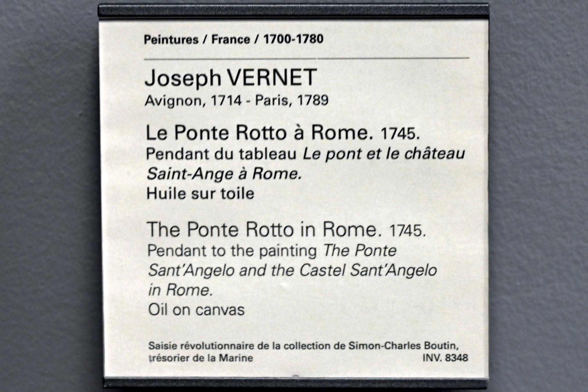 Claude Joseph Vernet (1742–1774), Ponte Rotto (Pons Aemilius) in Rom, Paris, Musée du Louvre, Saal 930, 1745, Bild 2/2