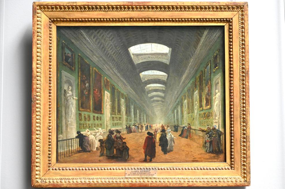 Hubert Robert (1759–1803), Projekt zur Umgestaltung der Grande Galerie des Louvre, Paris, Musée du Louvre, Saal 930, um 1785–1789, Bild 1/2