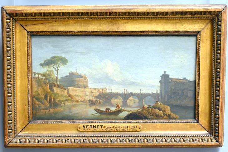 Claude Joseph Vernet (1742–1774), Engelsbrücke und Engelsburg in Rom, Paris, Musée du Louvre, Saal 930, 1745, Bild 1/2