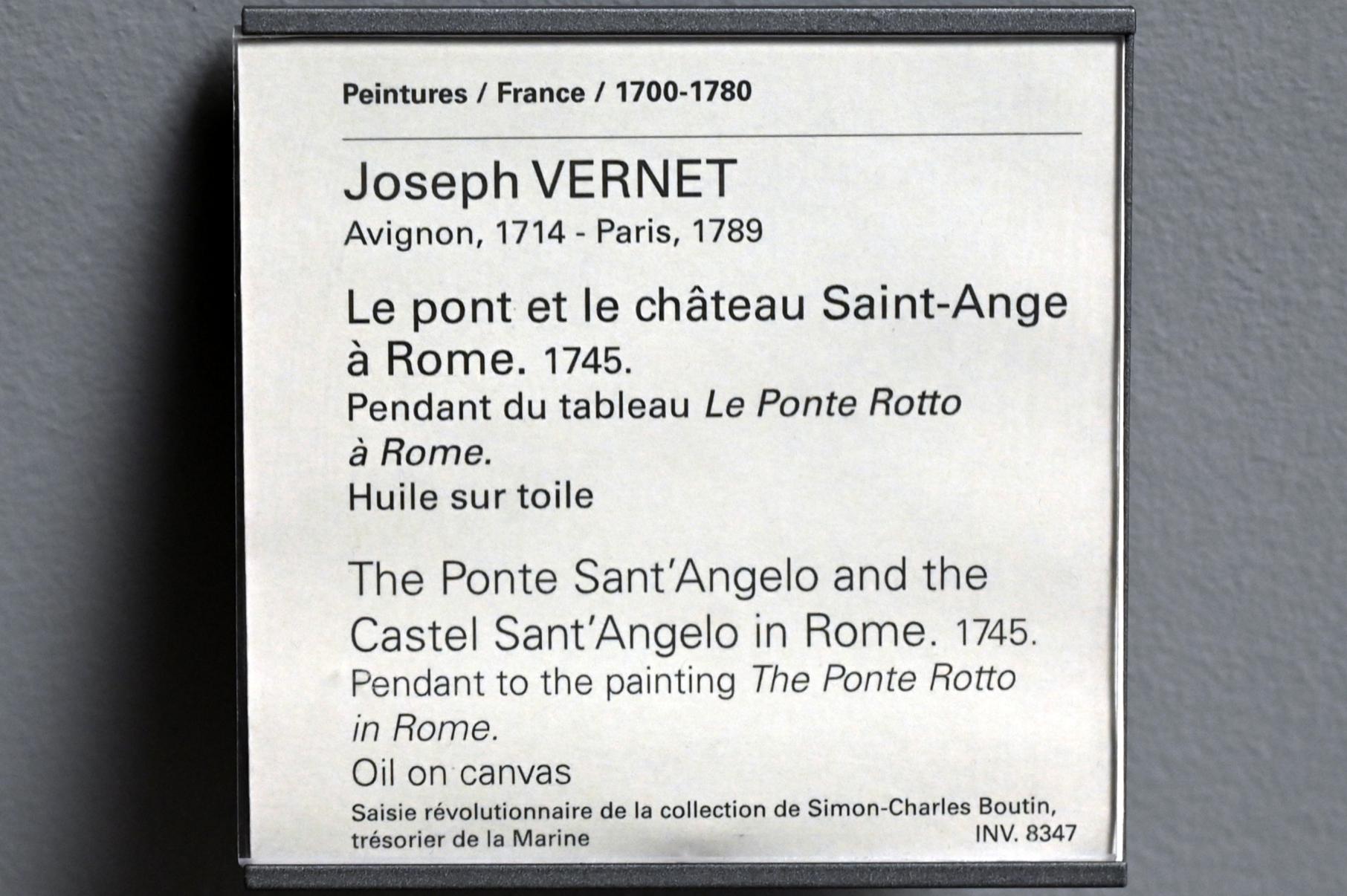 Claude Joseph Vernet (1742–1774), Engelsbrücke und Engelsburg in Rom, Paris, Musée du Louvre, Saal 930, 1745, Bild 2/2