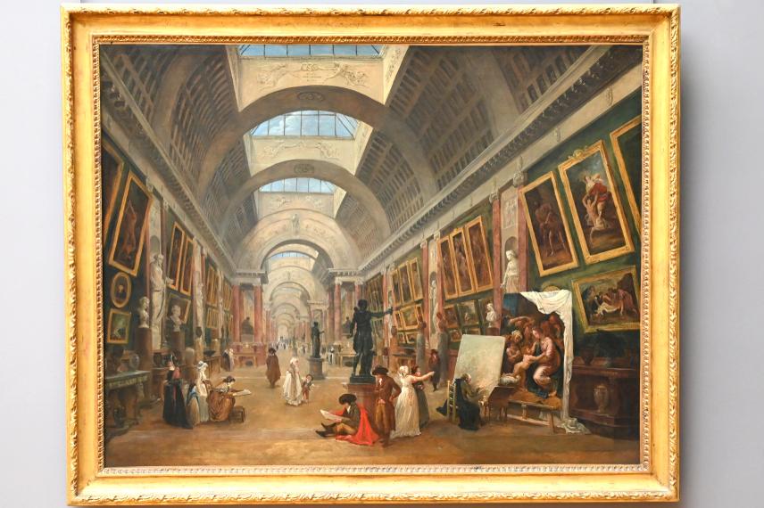 Hubert Robert (1759–1803), Projekt zur Umgestaltung der Grande Galerie des Louvre, Paris, Musée du Louvre, Saal 932, 1796, Bild 1/2