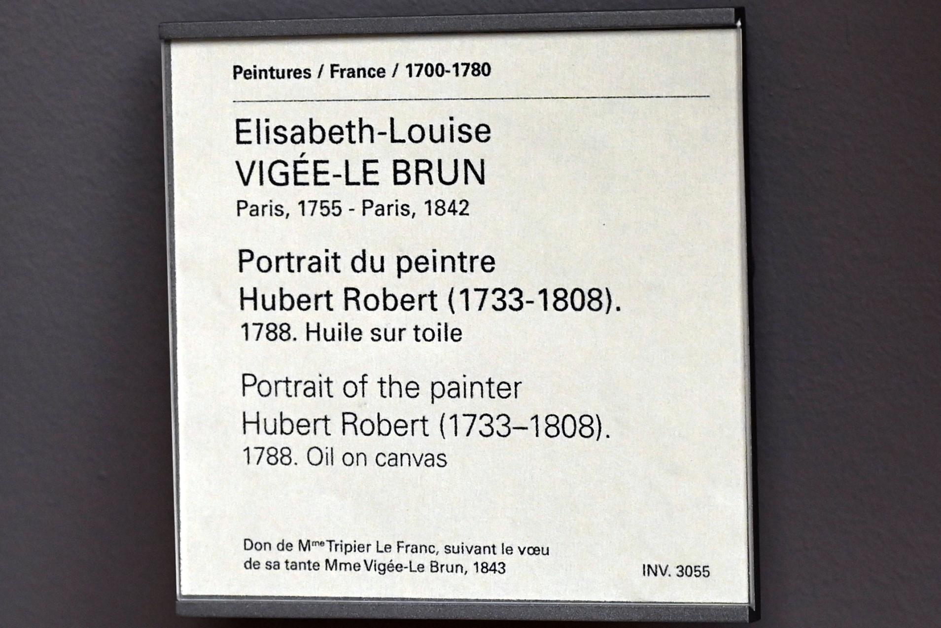 Élisabeth Vigée-Lebrun (1778–1810), Porträt des Malers Hubert Robert (1733-1808), Paris, Musée du Louvre, Saal 932, 1788, Bild 2/2