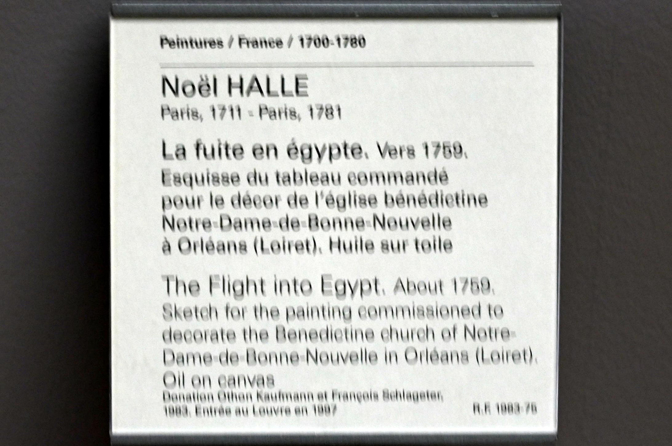 Noël Hallé (1748–1772), Flucht nach Ägypten, Orléans, ehem. Abtei Notre-Dame-de-Bonne-Nouvelle, jetzt Paris, Musée du Louvre, Saal 932, 1759, Bild 2/2