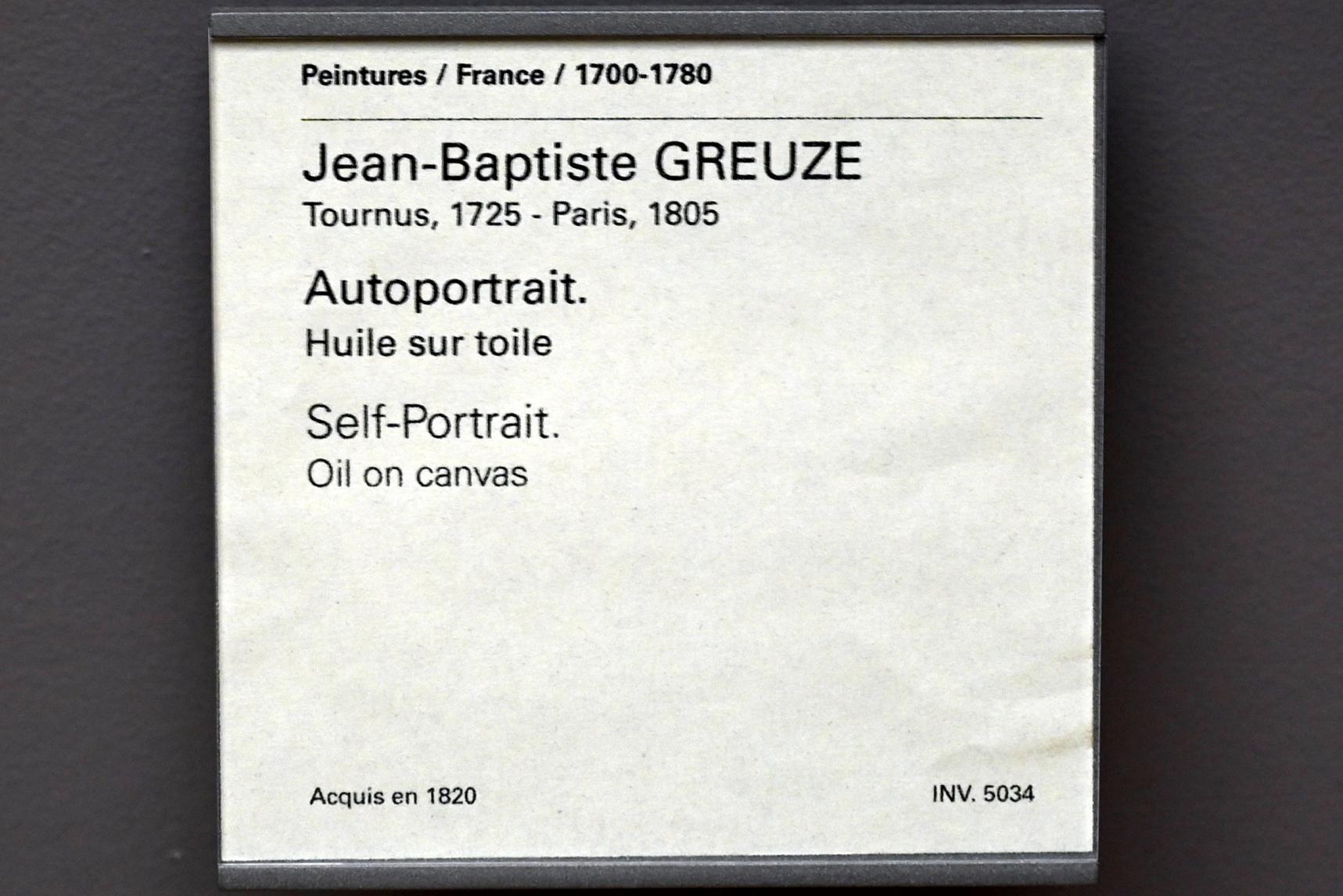 Jean-Baptiste Greuze (1754–1799), Selbstporträt, Paris, Musée du Louvre, Saal 932, Undatiert, Bild 2/2