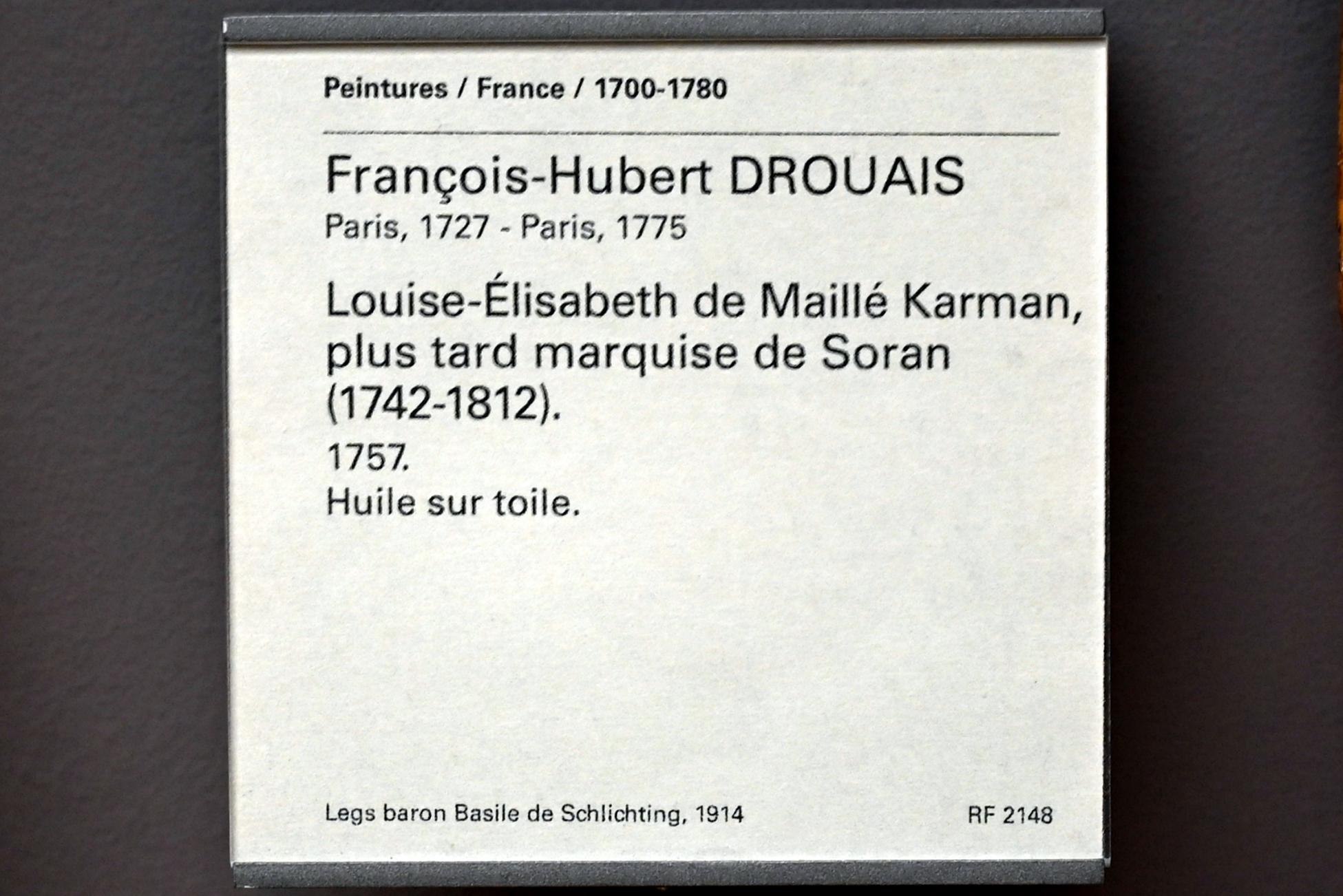 François-Hubert Drouais (1737–1763), Louise-Élisabeth de Maillé Karman, spätere Marquise de Soran (1742–1812), Paris, Musée du Louvre, Saal 932, 1757, Bild 2/2