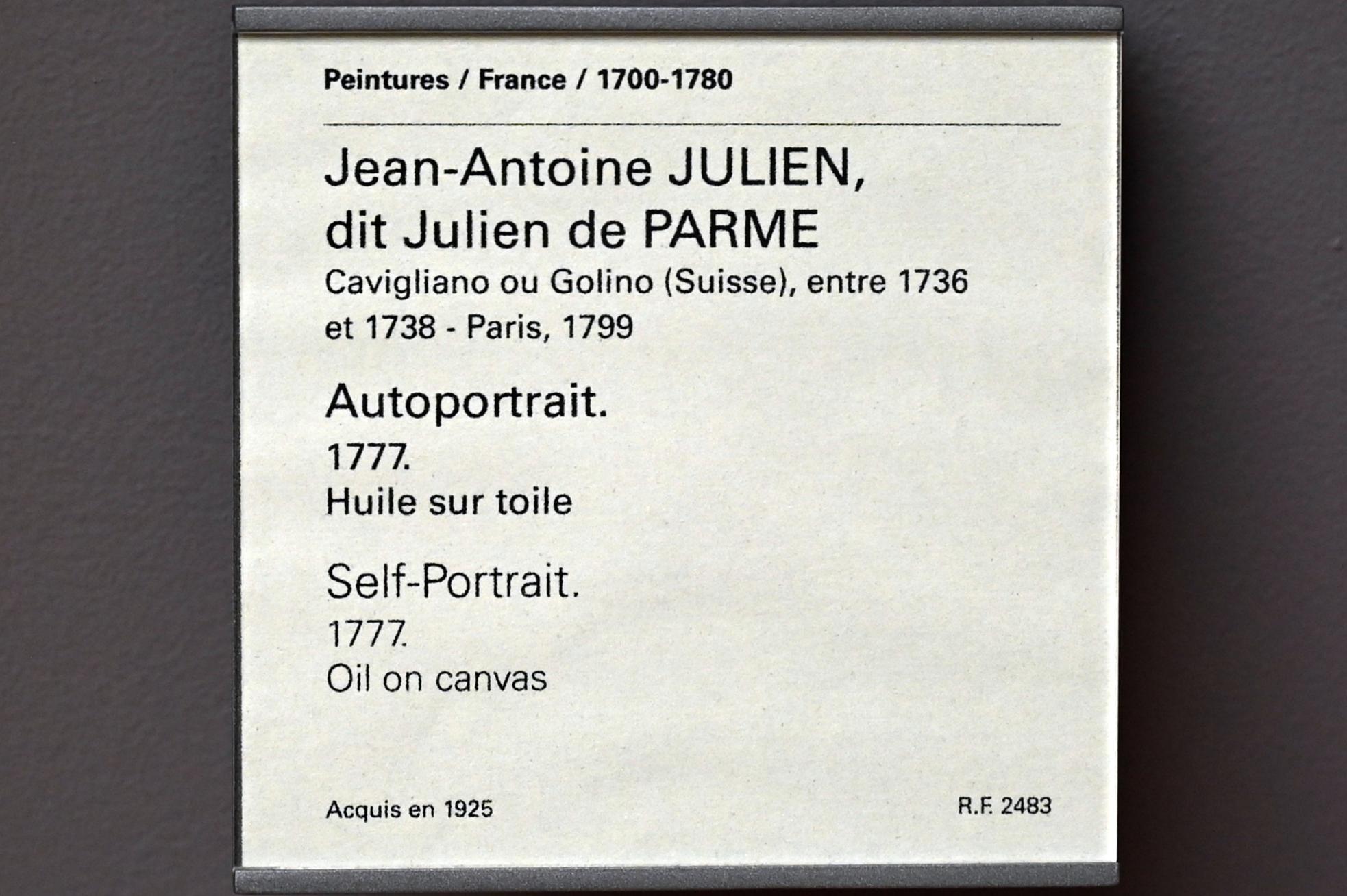 Julien de Parme (Jean-Antoine Julien) (1777), Selbstporträt, Paris, Musée du Louvre, Saal 932, 1777, Bild 2/2