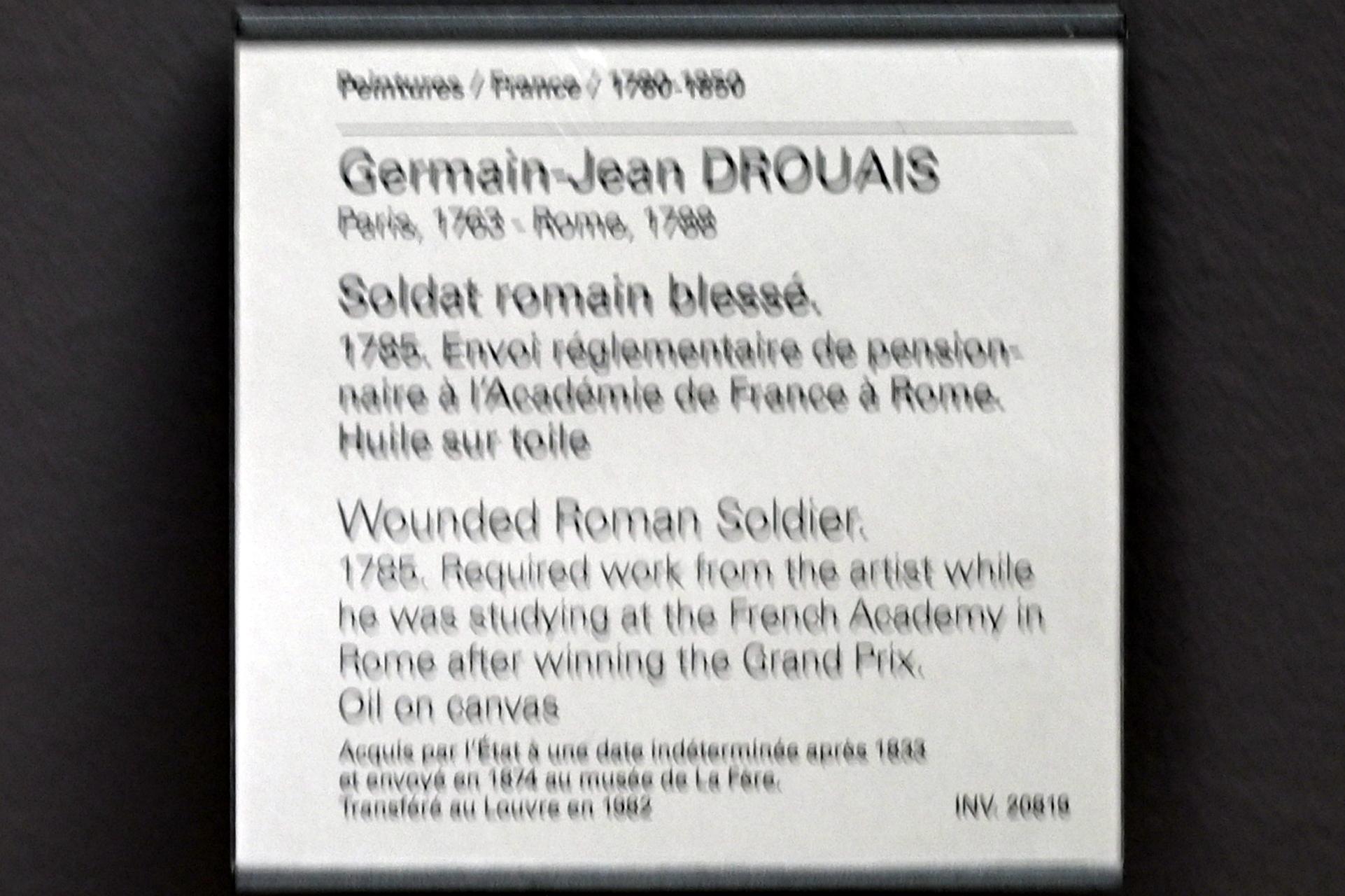 Germain-Jean Drouais (1785–1786), Verwundeter römischer Soldat, Paris, Musée du Louvre, Saal 932, 1785, Bild 2/2