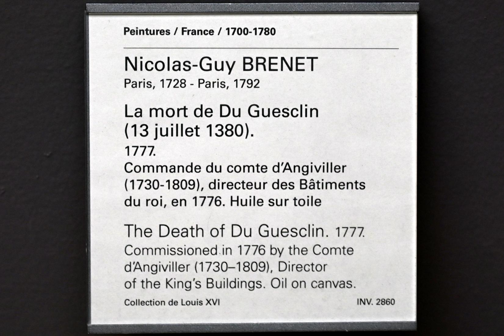 Nicolas-Guy Brenet (1777), Der Tod des Du Guesclin (13. Juli 1380), Paris, Musée du Louvre, Saal 933, 1777, Bild 2/2
