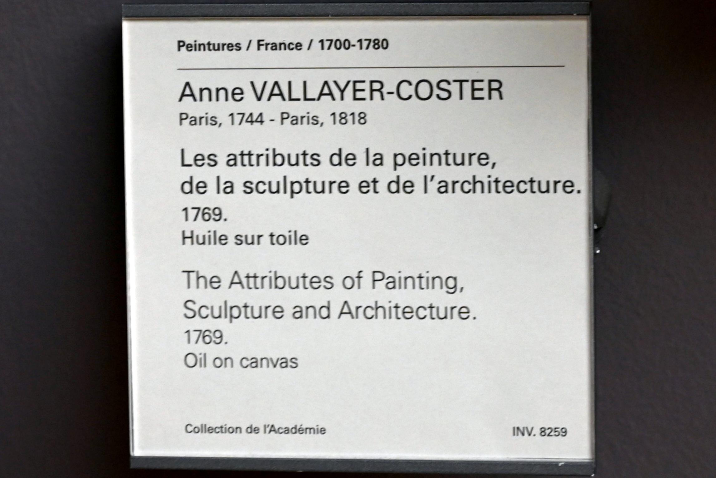 Anne Vallayer-Coster (1767–1816), Die Attribute der Malerei, Skulptur und Architektur, Paris, Musée du Louvre, Saal 933, 1769, Bild 2/2