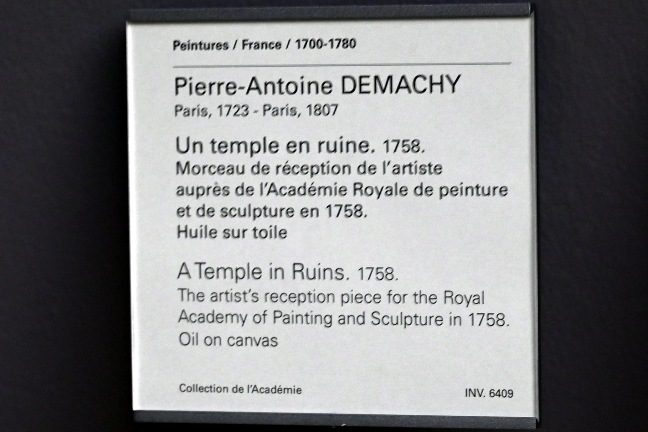 Pierre-Antoine Demachy (1758), Ein zerstörter Tempel, Paris, Musée du Louvre, Saal 933, 1758, Bild 2/2