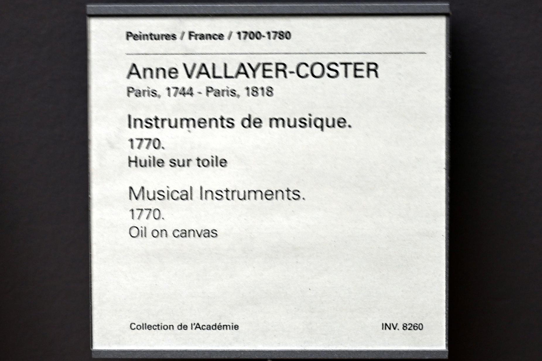Anne Vallayer-Coster (1767–1816), Musikinstrumente, Paris, Musée du Louvre, Saal 933, 1770, Bild 2/2