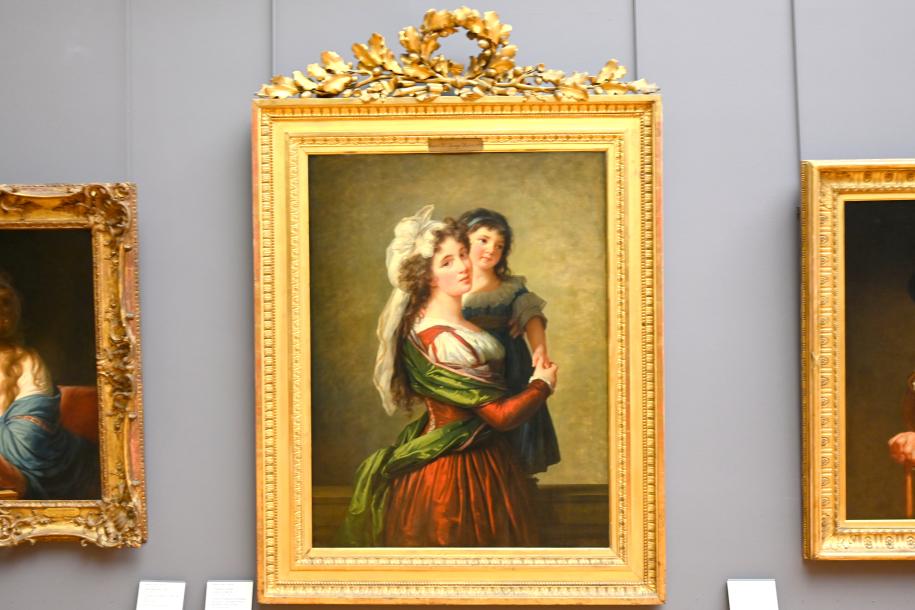 Élisabeth Vigée-Lebrun (1778–1810), Porträt der Madame Rousseau, Ehefrau des Architekten Pierre Rousseau, und ihrer Tochter, Paris, Musée du Louvre, Saal 933, 1789, Bild 1/2