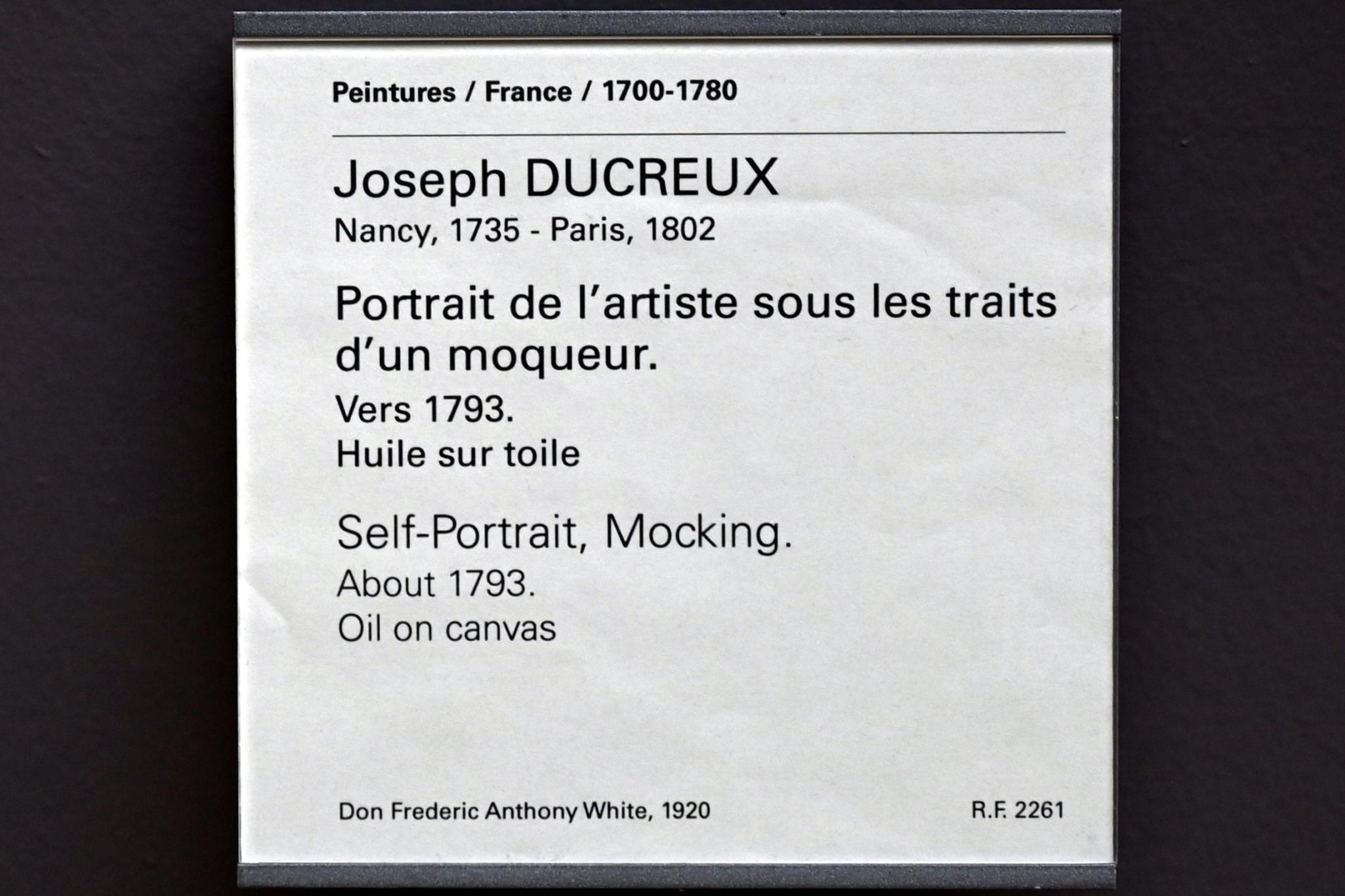 Joseph Ducreux (1793), Selbstporträt als Spötter, Paris, Musée du Louvre, Saal 933, um 1793, Bild 2/2