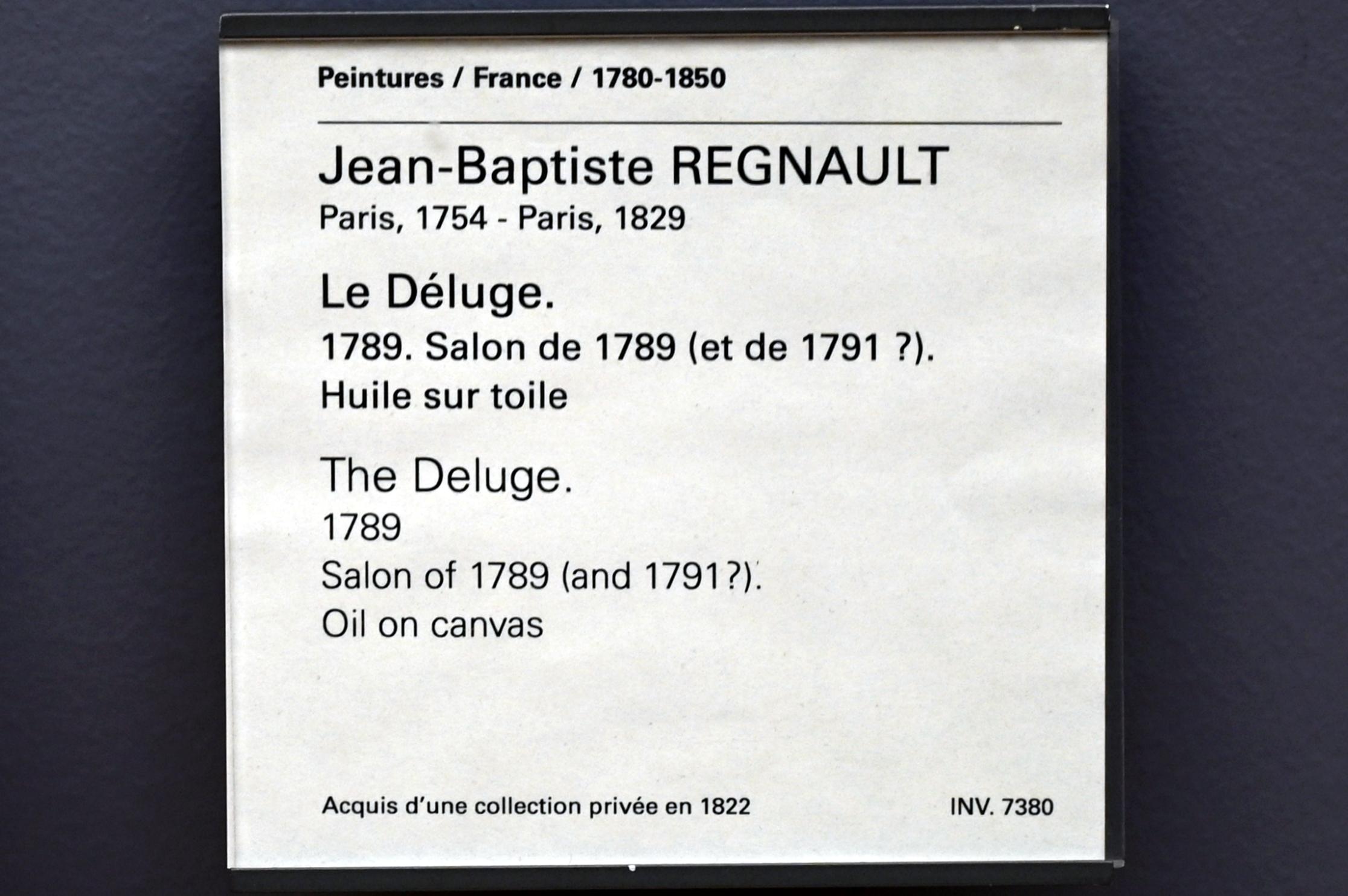 Jean-Baptiste Regnault (1782–1793), Die Sintflut, Paris, Musée du Louvre, Saal 934, 1789, Bild 2/2