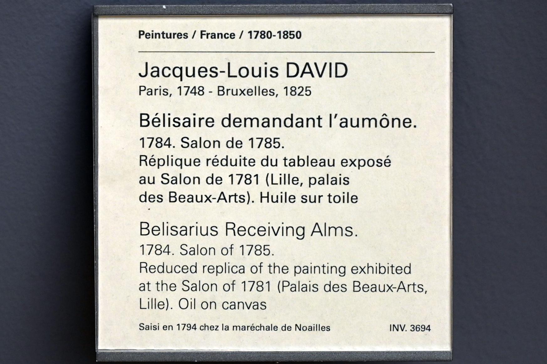 Jacques-Louis David (1782–1824), Belisar bittet um Almosen, Paris, Musée du Louvre, Saal 934, 1784, Bild 2/2