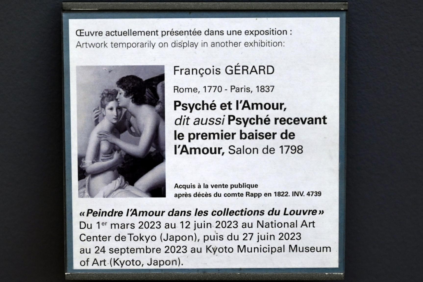 François Gérard (1794–1824), Psyche und Amor (Psyche bekommt den ersten Kuss Amors), Paris, Musée du Louvre, Saal 934, vor 1798