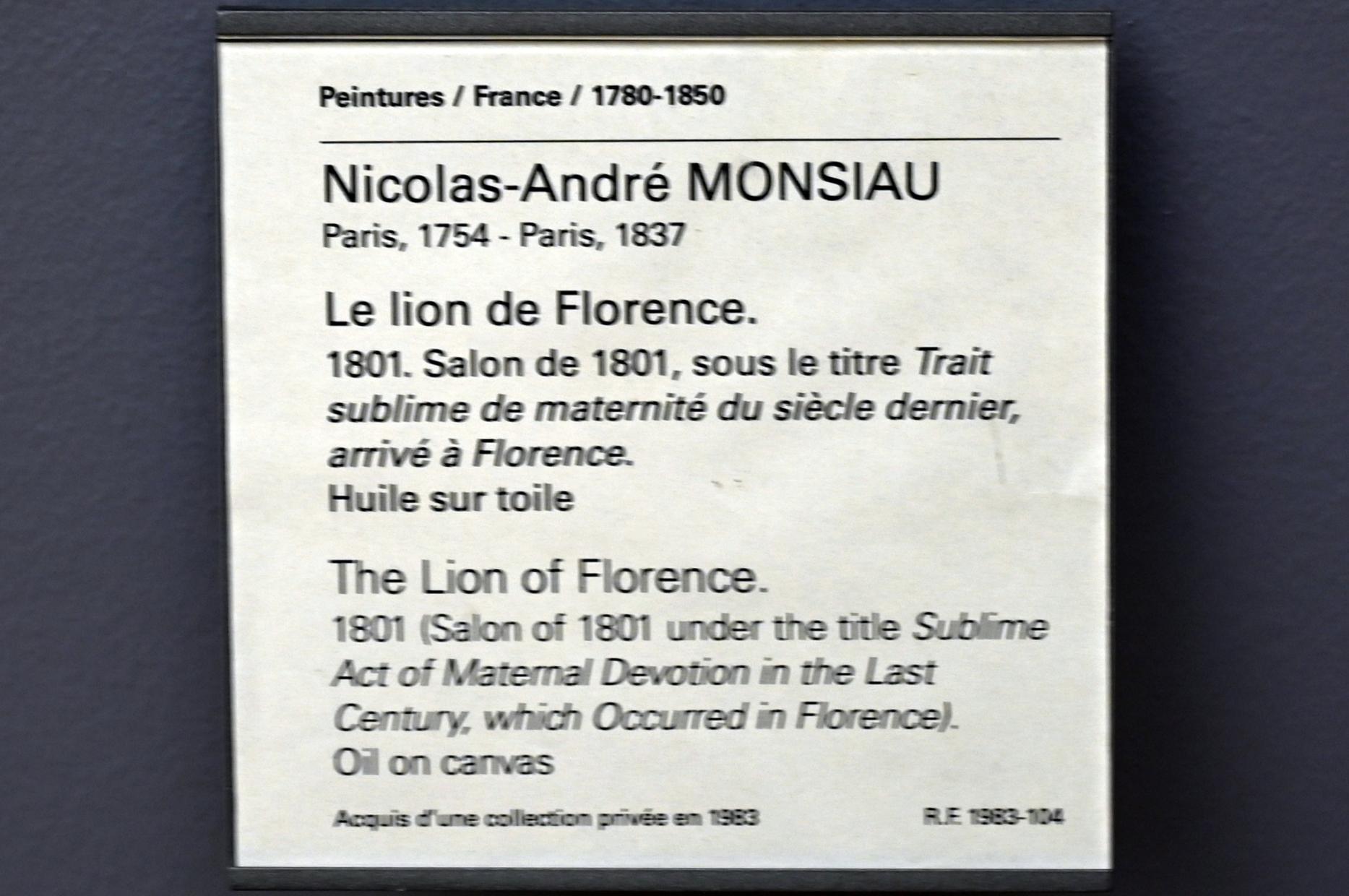 Nicolas-André Monsiau (1801), Der Löwe von Florenz, Paris, Musée du Louvre, Saal 934, 1801, Bild 2/2