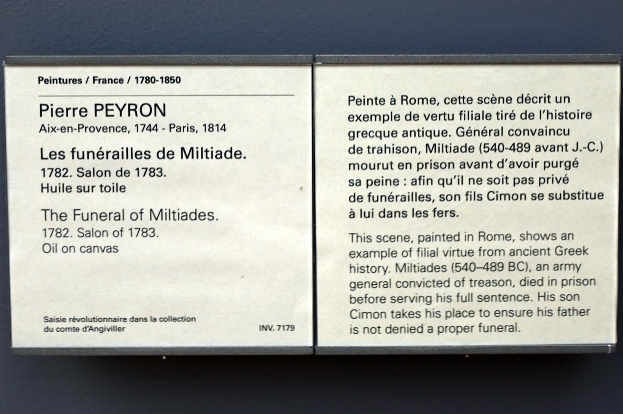 Pierre Peyron (1778–1784), Das Begräbnis des Miltiades, Paris, Musée du Louvre, Saal 934, 1782, Bild 2/2