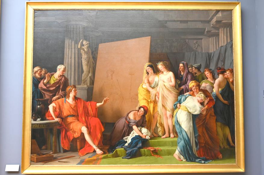 François-André Vincent (1770–1804), Modellauswahl des Zeuxis in Crotone für ein imaginäres Porträt der trojanischen Helena, Paris, Musée du Louvre, Saal 934, 1788–1789