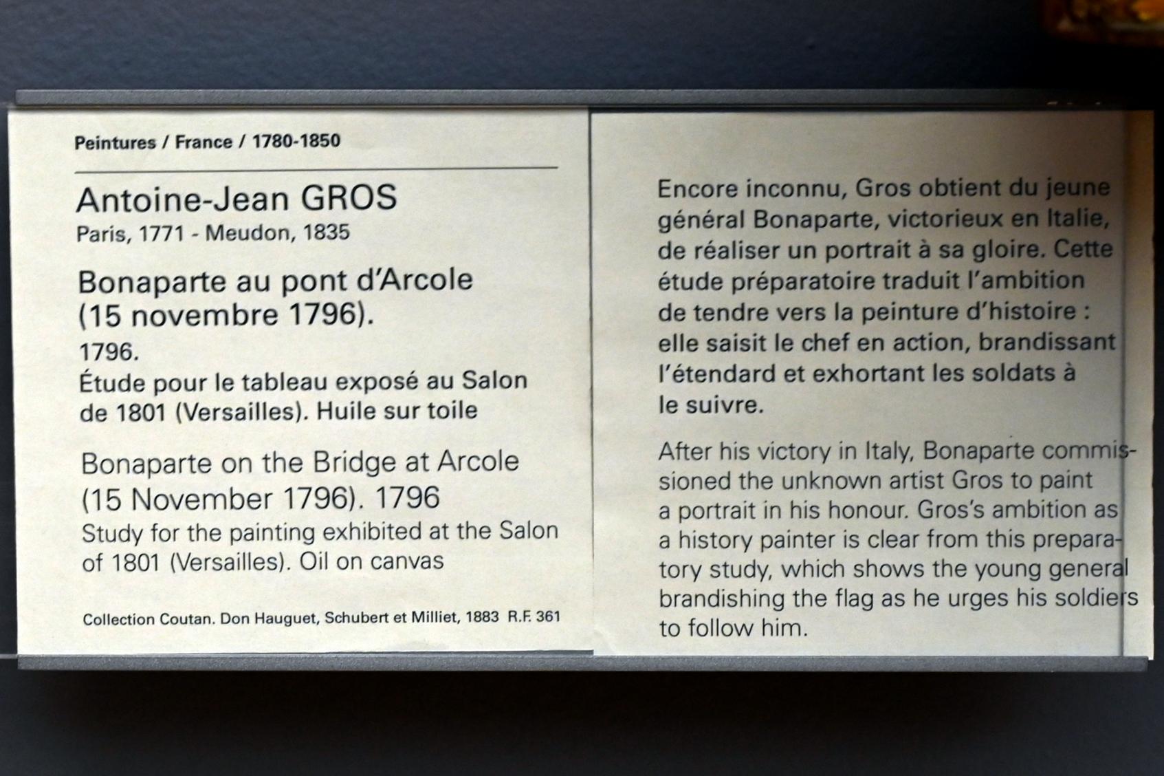 Antoine-Jean Gros (1795–1826), Bonaparte am Pont d'Arcole (15. November 1796), Paris, Musée du Louvre, Saal 935, 1796, Bild 2/2