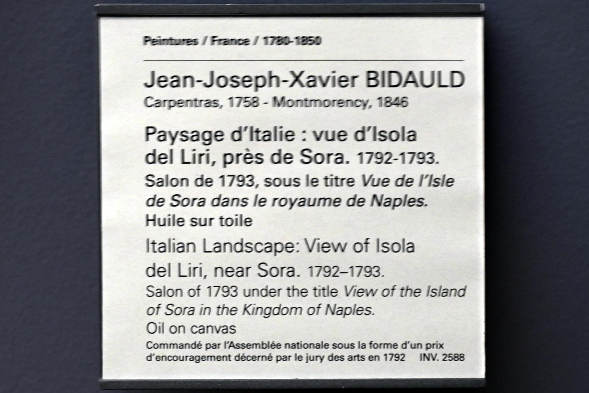 Jean-Joseph-Xavier Bidauld (1788–1818), Blick auf die Isola del Liri, in der Nähe von Sora, Paris, Musée du Louvre, Saal 935, 1792–1793, Bild 2/2