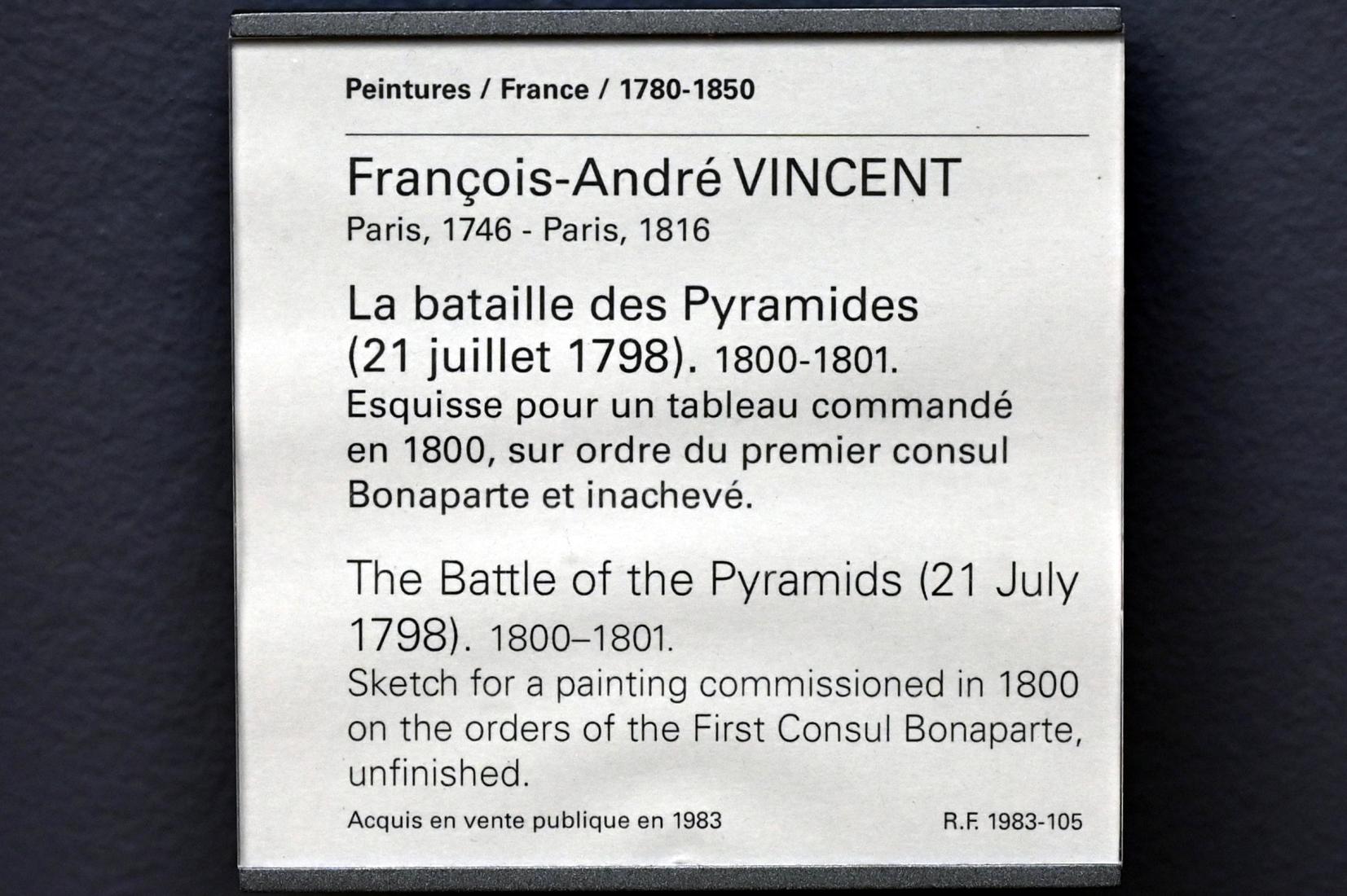 François-André Vincent (1770–1804), Die Schlacht um die Pyramiden (21. Juli 1798), Paris, Musée du Louvre, Saal 935, 1800–1801, Bild 2/2
