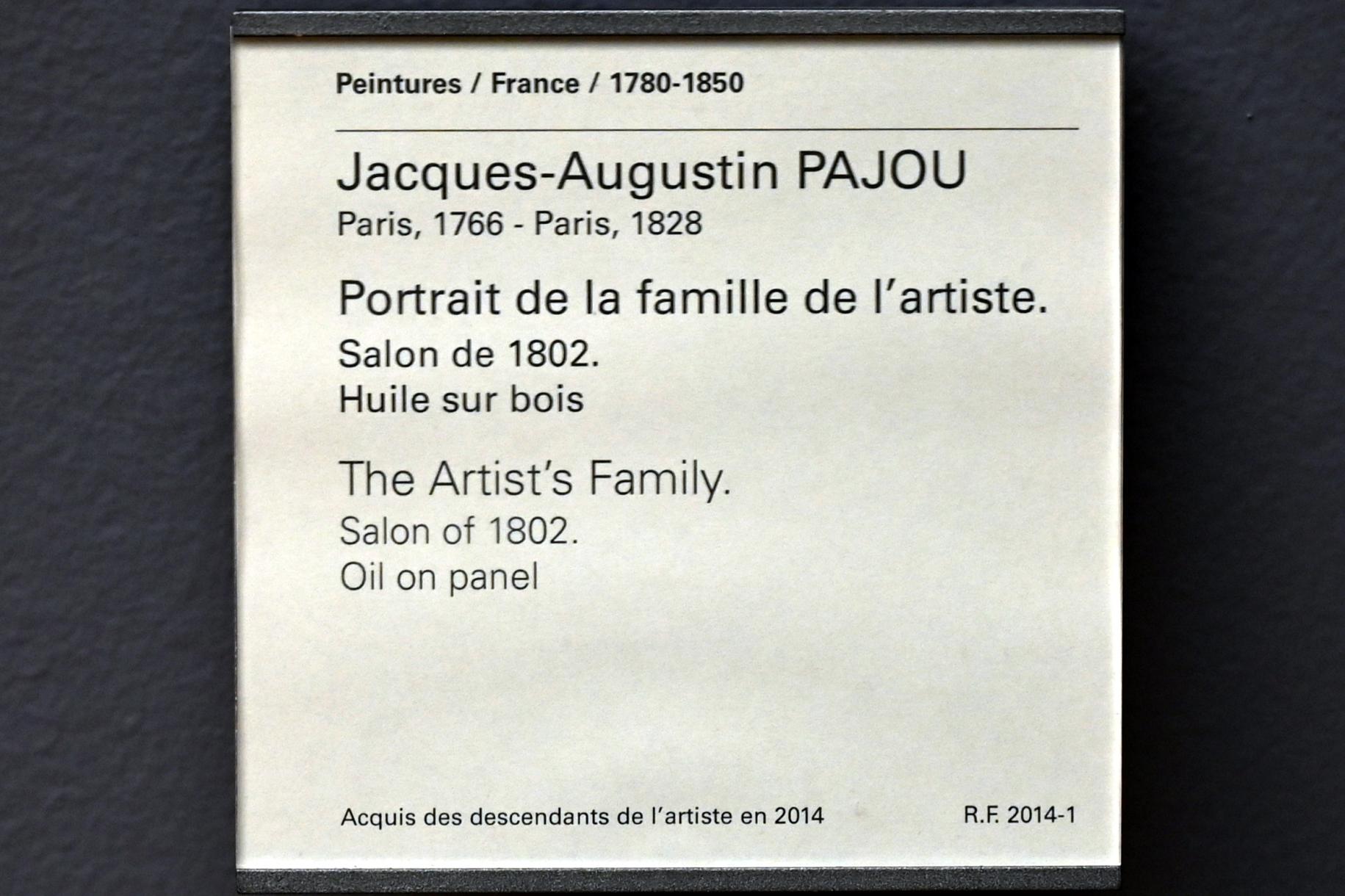 Jacques-Augustin-Catherine Pajou (1788–1801), Porträt der Familie des Künstlers, Paris, Musée du Louvre, Saal 935, vor 1802, Bild 2/2