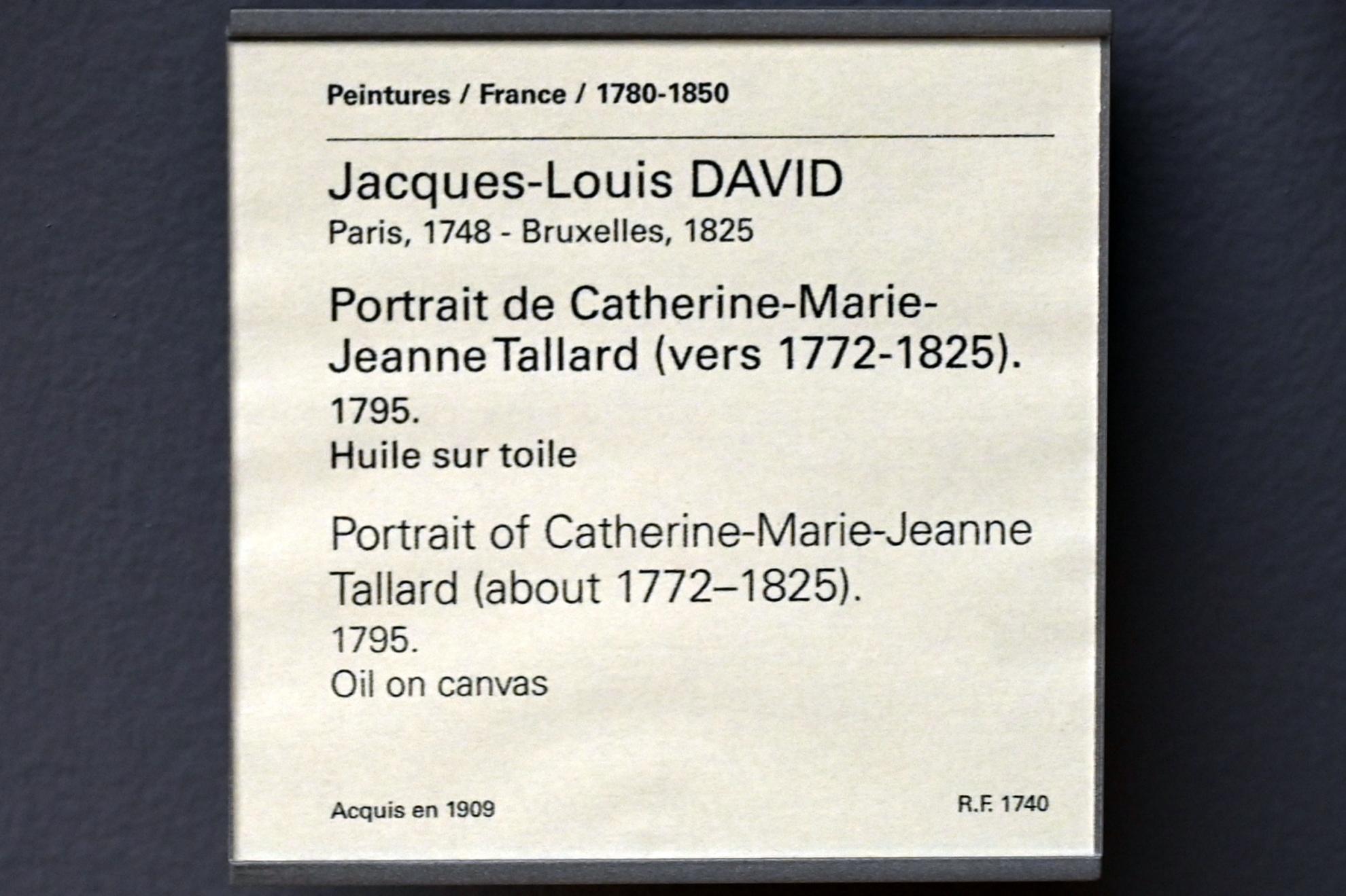 Jacques-Louis David (1782–1824), Porträt der Catherine-Marie-Jeanne Tallard (um 1772-1825), Paris, Musée du Louvre, Saal 935, 1795, Bild 2/2