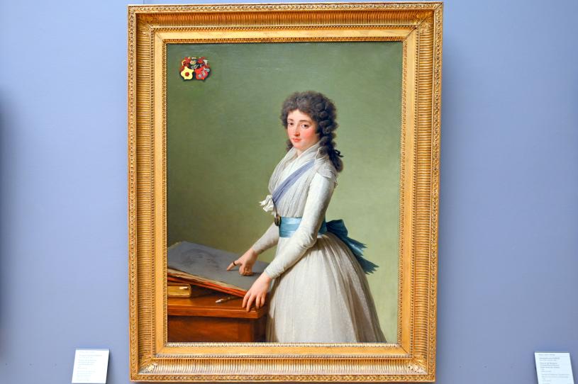 François-André Vincent (1770–1804), Porträt der Baroness de Chalvet-Souville, geb. Marie Broutin, Paris, Musée du Louvre, Saal 935, 1793, Bild 1/2