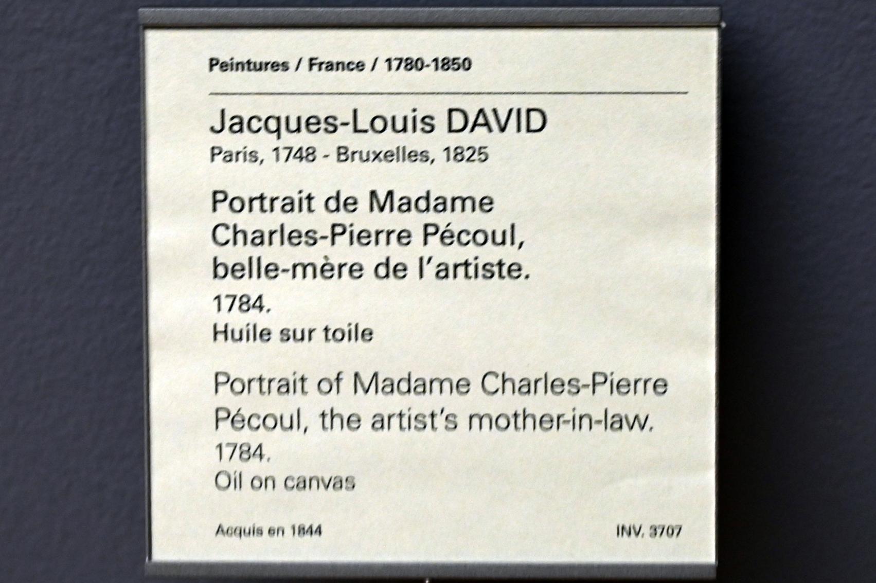 Jacques-Louis David (1782–1824), Porträt der Madame Charles-Pierre Pécoul, der Schwiegermutter des Künstlers, Paris, Musée du Louvre, Saal 935, 1784, Bild 2/2