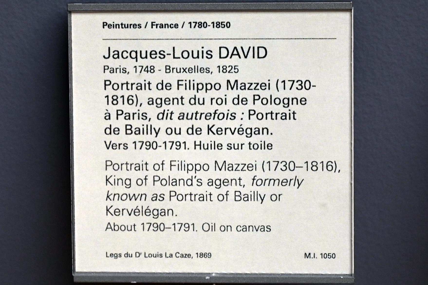 Jacques-Louis David (1782–1824), Porträt des Filippo Mazzei (1730-1816), Agent des Königs von Polen in Paris, früher genannt: Porträt von Bailly oder Kervégan, Paris, Musée du Louvre, Saal 935, um 1790–1791, Bild 2/2