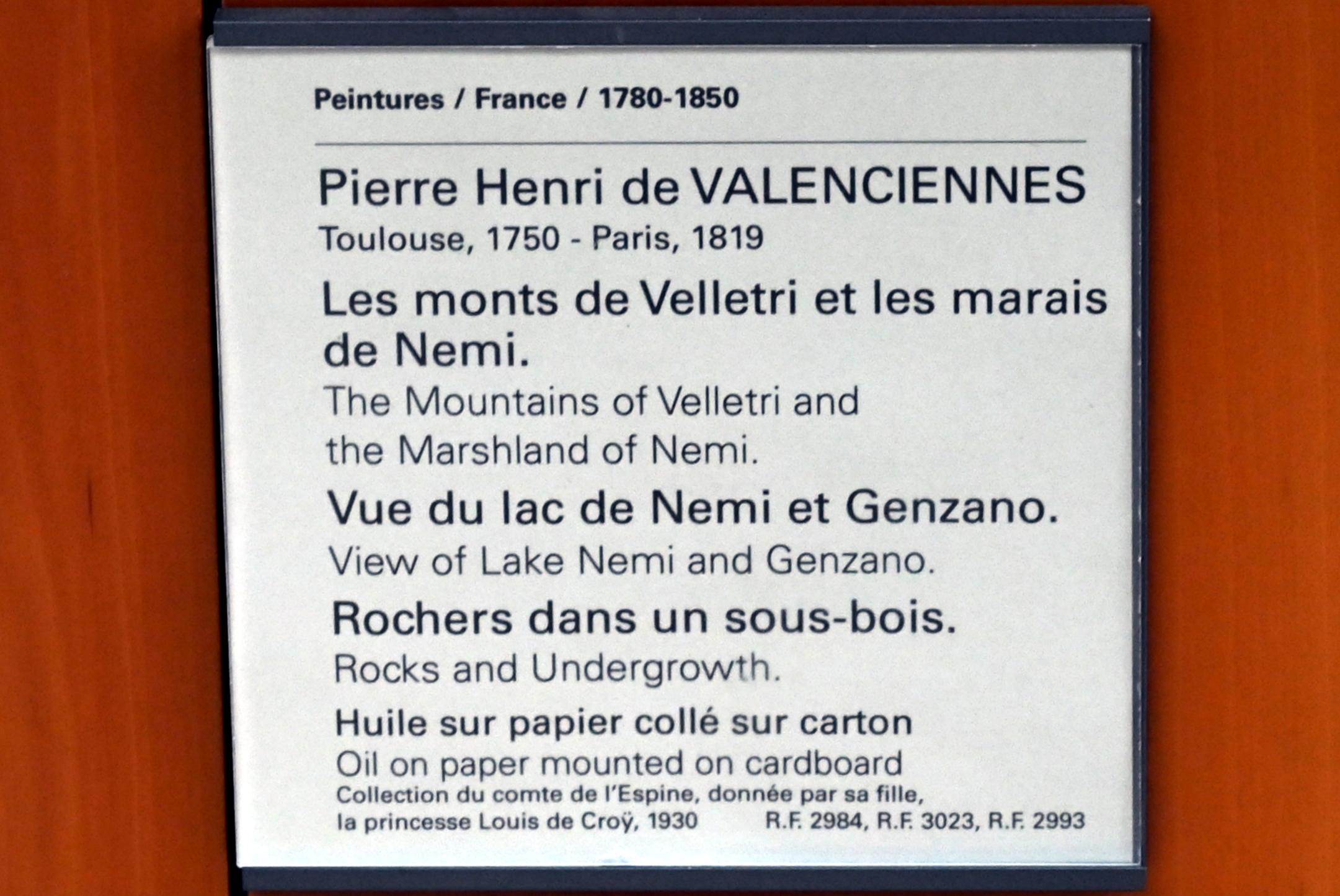 Pierre-Henri de Valenciennes (1780–1786), Blick auf den Nemisee und Genzano, Paris, Musée du Louvre, Saal 936, um 1780, Bild 2/2