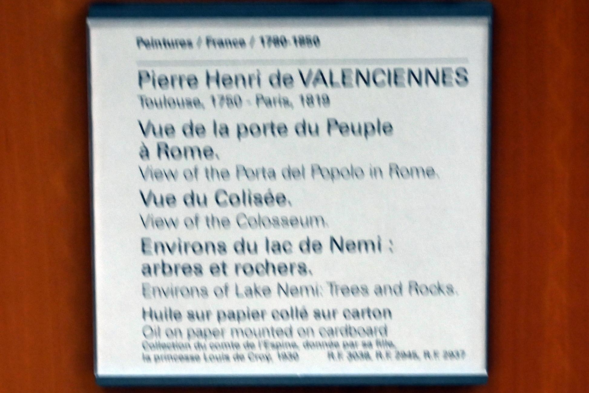 Pierre-Henri de Valenciennes (1780–1786), Bäume und Felsen beim Nemi-See, Paris, Musée du Louvre, Saal 936, um 1780, Bild 2/2