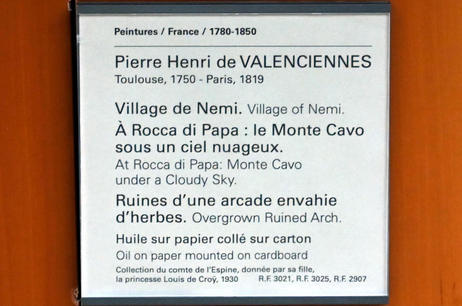 Pierre-Henri de Valenciennes (1780–1786), In Rocca di Papa: Monte Cavo unter bewölktem Himmel, Paris, Musée du Louvre, Saal 936, um 1780, Bild 2/2
