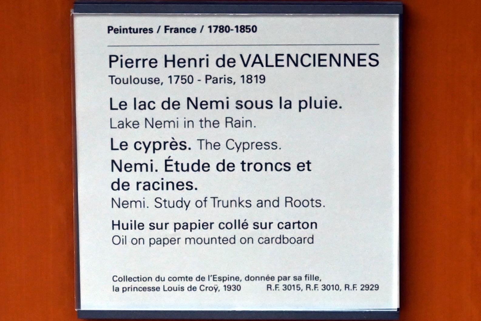 Pierre-Henri de Valenciennes (1780–1786), Der See Nemi im Regen, Paris, Musée du Louvre, Saal 936, um 1780, Bild 2/2